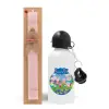 Easter Set, metallic aluminum bottle (500ml) & aromatic flat Easter candle (30cm) (PINK)
