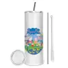 Tumbler stainless steel 600ml, with metal straw & cleaning brush