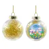 Transparent Christmas tree ball ornament with gold filling 8cm