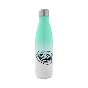 Troll face, Metal mug thermos Green/White (Stainless steel), double wall, 500ml