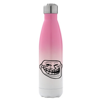 Troll face, Metal mug thermos Pink/White (Stainless steel), double wall, 500ml