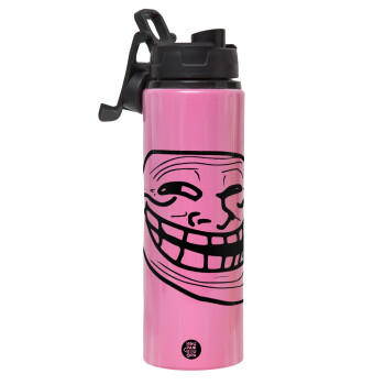 Troll face, Metallic water bottle with safety lid, 850ml aluminum