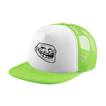 Troll face, Καπέλο Soft Trucker με Δίχτυ Πράσινο/Λευκό