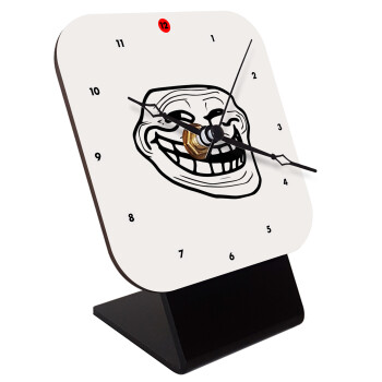 Troll face, Επιτραπέζιο ρολόι ξύλινο με δείκτες (10cm)