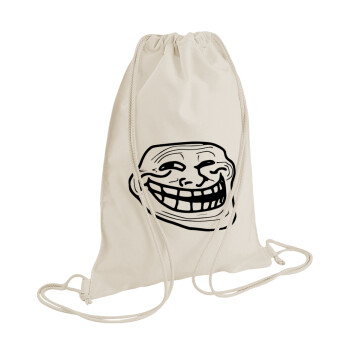 Troll face, Τσάντα πλάτης πουγκί GYMBAG natural (28x40cm)