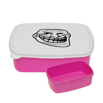Troll face, ΡΟΖ παιδικό δοχείο φαγητού (lunchbox) πλαστικό (BPA-FREE) Lunch Βox M18 x Π13 x Υ6cm