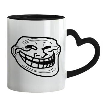 Troll face, Mug heart black handle, ceramic, 330ml