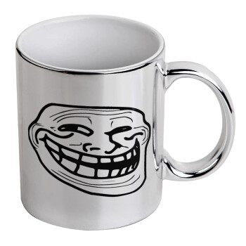 Troll face, Mug ceramic, silver mirror, 330ml