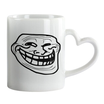 Troll face, Mug heart handle, ceramic, 330ml