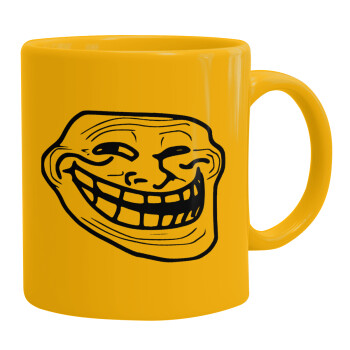 Troll face, Ceramic coffee mug yellow, 330ml (1pcs)