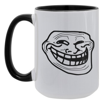 Troll face, Κούπα Mega 15oz, κεραμική Μαύρη, 450ml