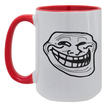 Troll face, Κούπα Mega 15oz, κεραμική Κόκκινη, 450ml