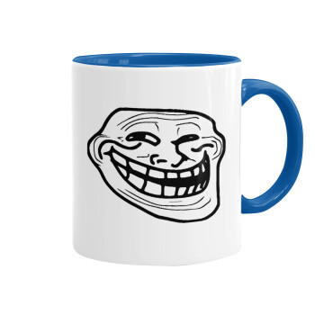 Troll face, Mug colored blue, ceramic, 330ml
