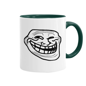 Troll face, Mug colored green, ceramic, 330ml