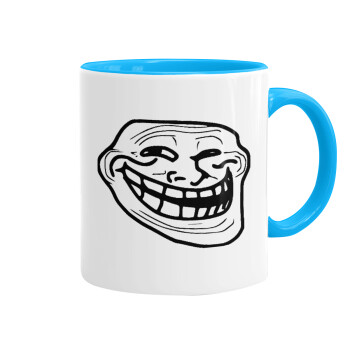 Troll face, Mug colored light blue, ceramic, 330ml