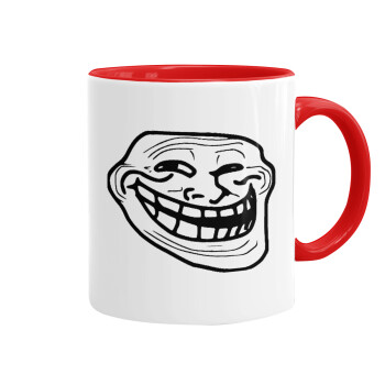 Troll face, Mug colored red, ceramic, 330ml
