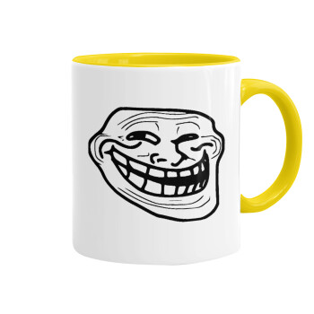 Troll face, Mug colored yellow, ceramic, 330ml