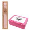 Easter Set, children's snack container PINK & scented flat Easter candle (30cm) (PINK)