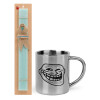 Easter Set, metallic thermal cup (300ml) & aromatic flat Easter candle (30cm) (TURQUOISE)