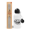Easter Set, metallic aluminum water bottle (500ml) & aromatic flat Easter candle (30cm) (GRAY)