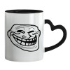Mug heart black handle, ceramic, 330ml