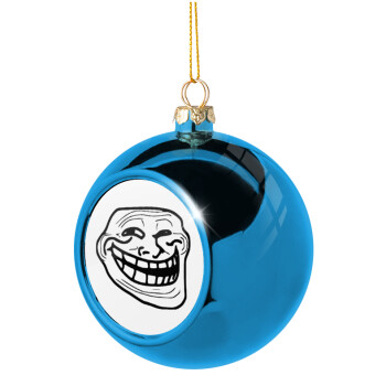 Troll face, Χριστουγεννιάτικη μπάλα δένδρου Μπλε 8cm