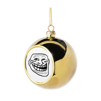 Troll face, Χριστουγεννιάτικη μπάλα δένδρου Χρυσή 8cm