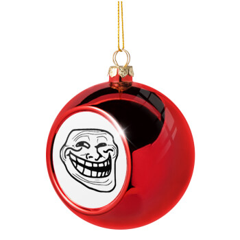 Troll face, Χριστουγεννιάτικη μπάλα δένδρου Κόκκινη 8cm
