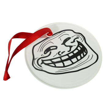 Troll face, Χριστουγεννιάτικο στολίδι γυάλινο 9cm