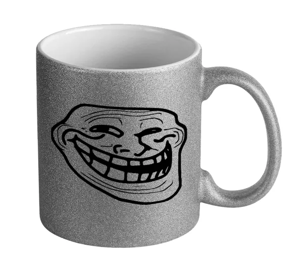 Troll face — Glitter Ασημένια
