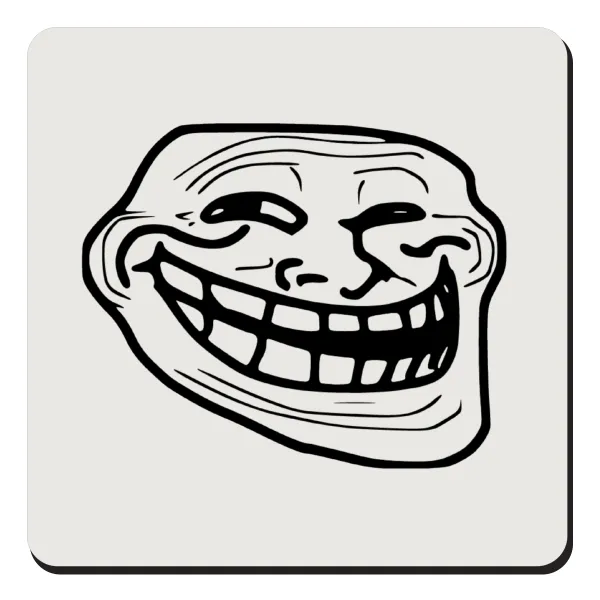 Troll face — Square wooden magnet, 9x9cm