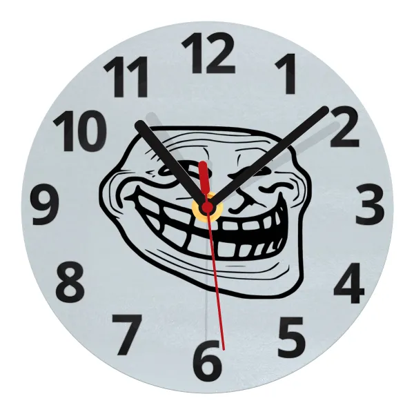 Troll face — Glass wall clock (20cm)