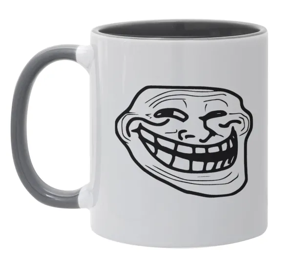 Troll face — Κούπα χρωματιστή γκρι, κεραμική, 330ml