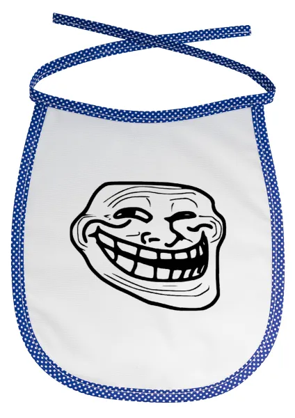 Troll face — Stain-resistant baby bib with tie, blue