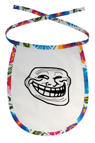 Troll face — Stain-resistant baby bib with tie, multicoloured