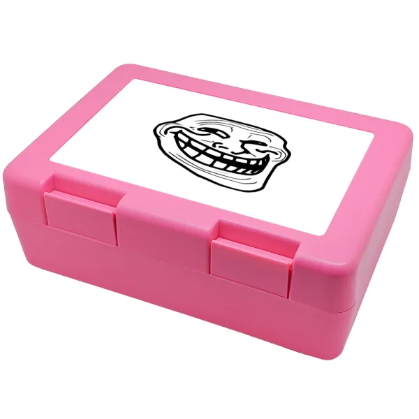 Troll face — Παιδικό δοχείο κολατσιού ΡΟΖ 185x128x65mm (BPA free πλαστικό)