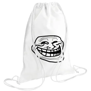 Troll face, Backpack pouch GYMBAG white (28x40cm)