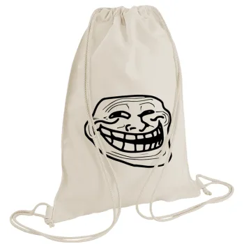 Troll face, Backpack bag GYMBAG natural (28x40cm)