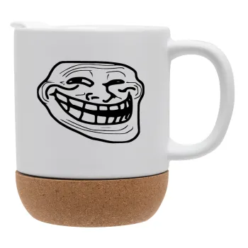 Troll face, Κούπα, κεραμική με βάση φελού και καπάκι (ΜΑΤ), 330ml