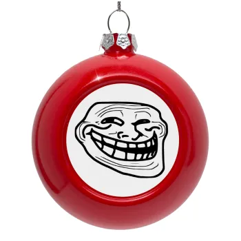 Troll face, Red Christmas tree ornament bauble 8cm
