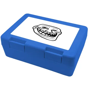 Troll face, Children's cookie container BLUE 185x128x65mm (BPA free plastic)