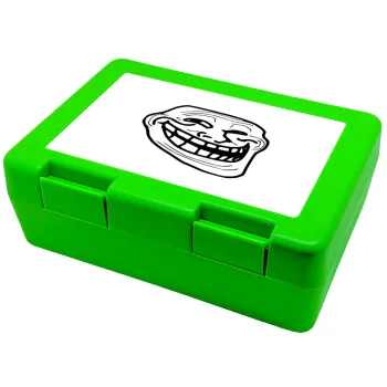Troll face, Children's cookie container GREEN 185x128x65mm (BPA free plastic)