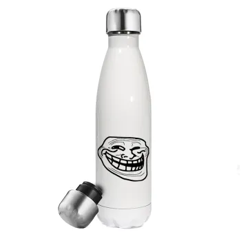 Troll face, Metal mug thermos White (Stainless steel), double wall, 500ml