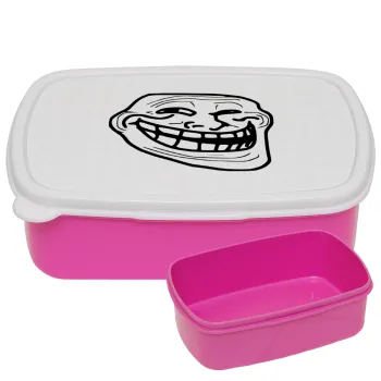Troll face, ΡΟΖ παιδικό δοχείο φαγητού (lunchbox) πλαστικό (BPA-FREE) Lunch Βox M18 x Π13 x Υ6cm