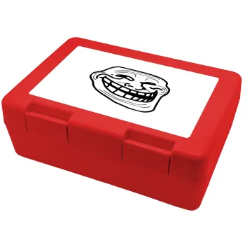 Troll face, Children's cookie container RED 185x128x65mm (BPA free plastic)