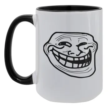 Troll face, Κούπα Mega 15oz, κεραμική Μαύρη, 450ml