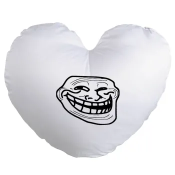Troll face, Μαξιλάρι καναπέ καρδιά 40x40cm περιέχεται το  γέμισμα