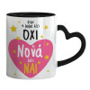 Mug heart black handle, ceramic, 330ml