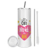 Tumbler ποτήρι θερμό από ανοξείδωτο ατσάλι 600ml, με μεταλλικό καλαμάκι & βούρτσα καθαρισμού