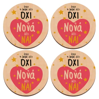 Η νονά λέει ναι!!!, ΣΕΤ x4 Σουβέρ ξύλινα στρογγυλά plywood (9cm)